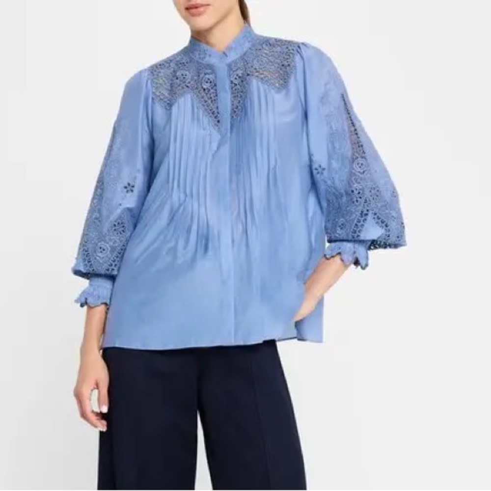 Kobi Halperin Delta Embroidered Cotton-Silk Blouse